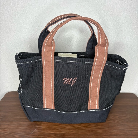 L.L. Bean Handbags - L.L.Bean Boat and Tote Small Black Brown Handles Made in USA